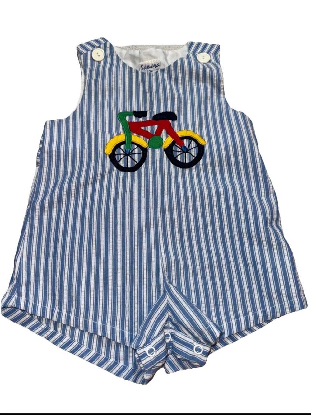 Vintage Samara Boys Jon Jon Shirts 18m Blue Bike Bicycle